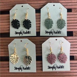 Gorgeous Monstera Earrings on Hypoallergenic Hooks